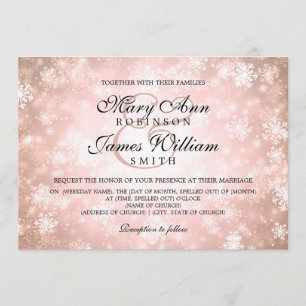 Elegante Wedding Winter Wonderland Sparkle Copper Einladung