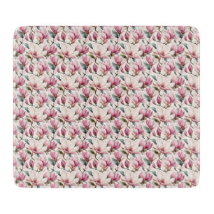 Elegante Weibliche Aquarell-Magnolien Schneidebrett