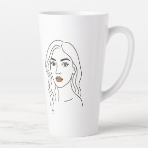 Elegante weibliche Linienkunst-Porträt – minimalis Milchtasse
