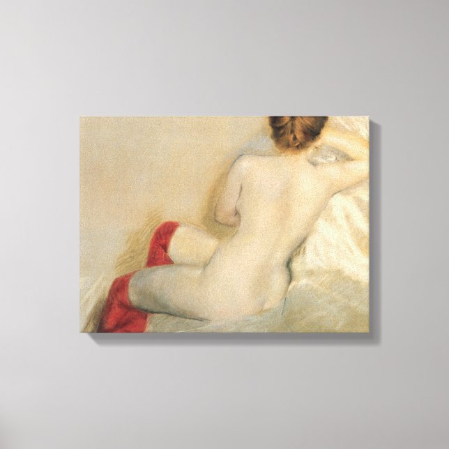 Elegante Weibliche Schönheit mit roten Strümpfen Leinwanddruck (Vorderseite)