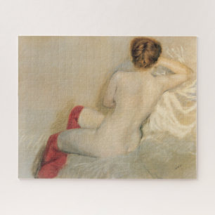 Elegante Weibliche Schönheit mit roten Strümpfen Puzzle