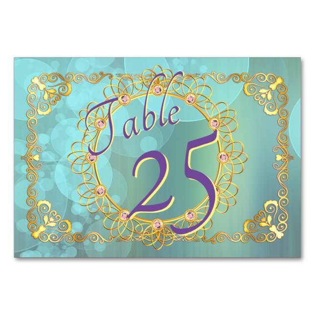 Elegante weiche Aquamarine Blasen Tischnummer (Vorderseite)