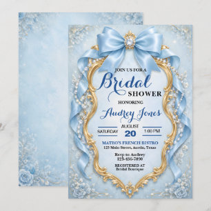 Elegante weiche blaue Juwelen-Braut-Dusche Einladung
