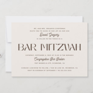 Elegante weiche Elfenbein Bar Mitzvah Minimalist Einladung