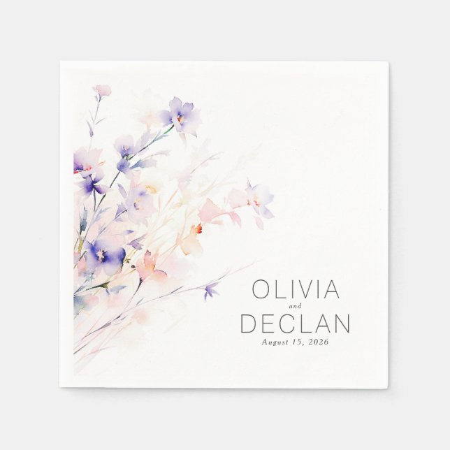 Elegante, weiche, Lila und weiche Blume Serviette (Vorderseite)