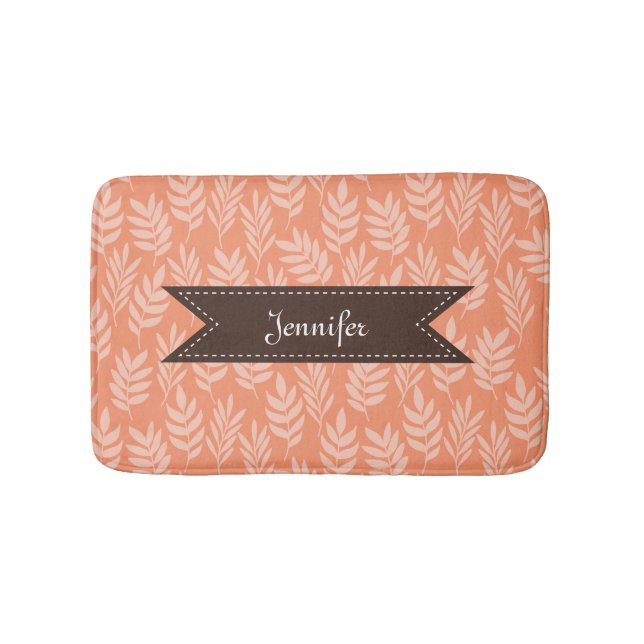 Elegante weiche Orange Blätter Chic Muster mit Nam Badematte (Vorderseite)