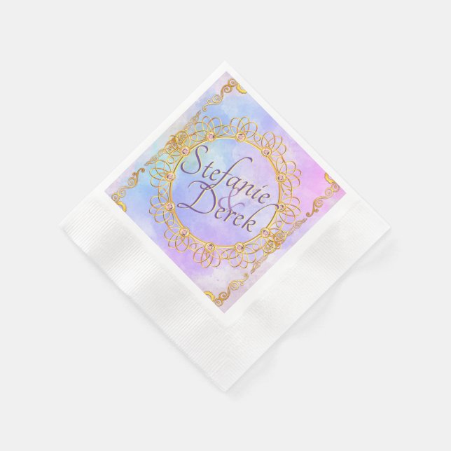 Elegante weiche Pastelle & Gold Serviette (Ecke)