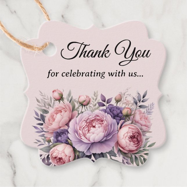 Elegante, weiche Pastellfarben Floral Vielen Dank Geschenkanhänger (Vorderseite)