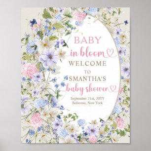 Elegante weiche pastellfarbene Wildblumen Rosa Bla Poster