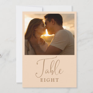 Elegante weiche Pfirsich-Foto-Tischnummer Einladung