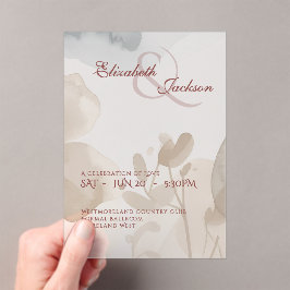 Elegante weiche romantische botanische Schrift Hoc Acryleinladungen