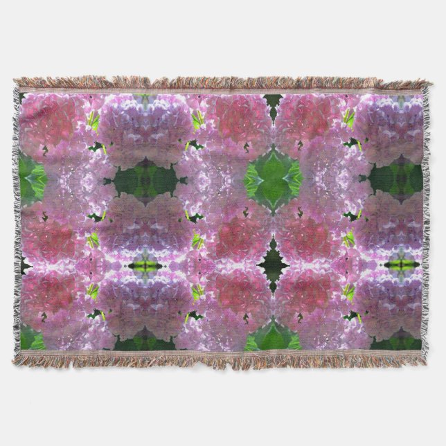Elegante weiche rosa Blumen rosa Hydrangeas-Rose Decke (Vorderseite)