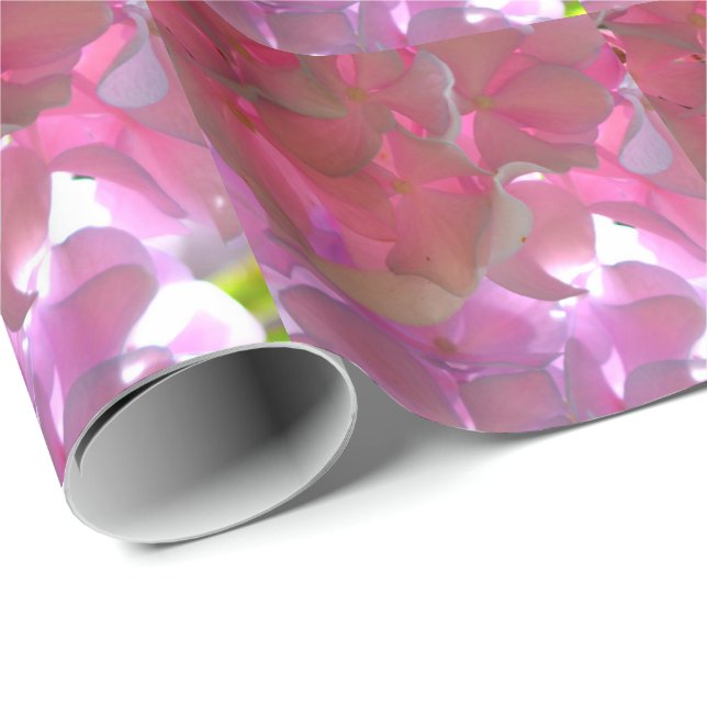 Elegante weiche rosa Blumen rosa Hydrangeas-Rose Geschenkpapier (Rolleneckpunkt)