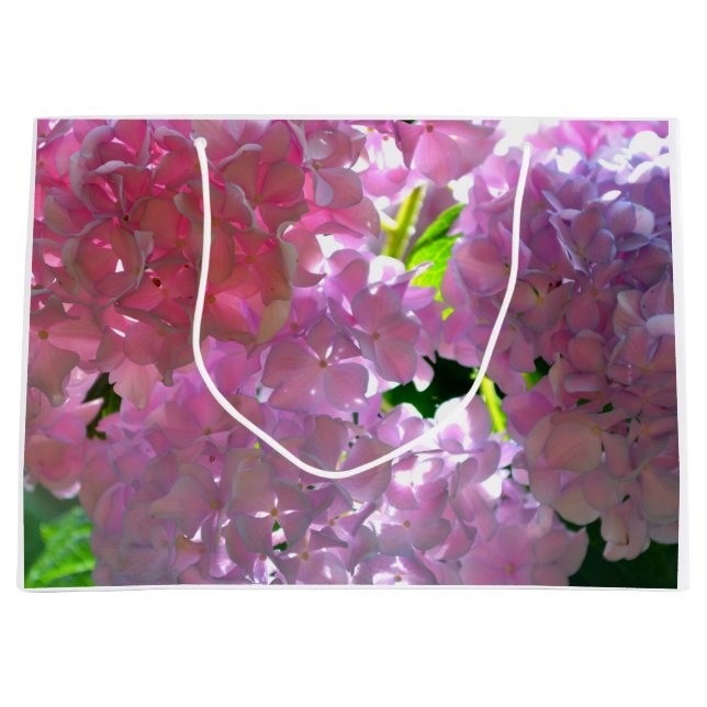 Elegante weiche rosa Blumen rosa Hydrangeas-Rose Große Geschenktüte (Vorderseite)