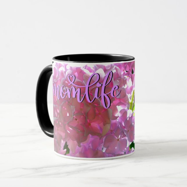 Elegante weiche rosa Blumen rosa Hydrangeas-Rose Tasse (Vorderseite Links)