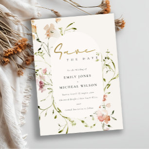 Elegante weiche Rosa Grüne Wiese Wasserfarbe Save The Date