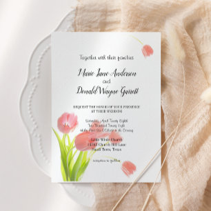Elegante weiche rosa Tulpen-Einladung Save The Date