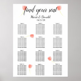 Elegante weiche, rosa Tulpen Sitzkarte Poster