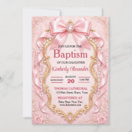 Elegante weiche rosa verzierte Taufe Einladung