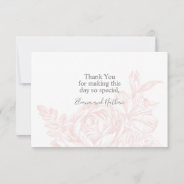 Elegante weiche rosa weiße Blumenhochzeit Dankeskarte