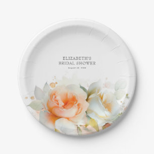 Elegante weiche Rosenblumen moderne Botanik Pappteller
