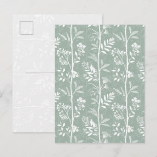 Elegante weiche Salbei-Grün-Wildblumen-Silhouetten Postkarte