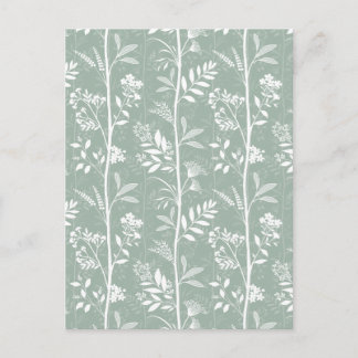 Elegante weiche Salbei-Grün-Wildblumen-Silhouetten Postkarte