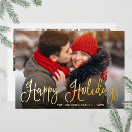 Elegante Weihnachten 4 FOTO Gruß Gold Folien Feiertagskarte