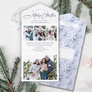 Elegante Weihnachten 4 Foto Grußkarte All In One Einladung