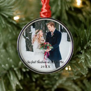 Elegante Weihnachten als Mr. und Mrs. Round Ornament Aus Metall