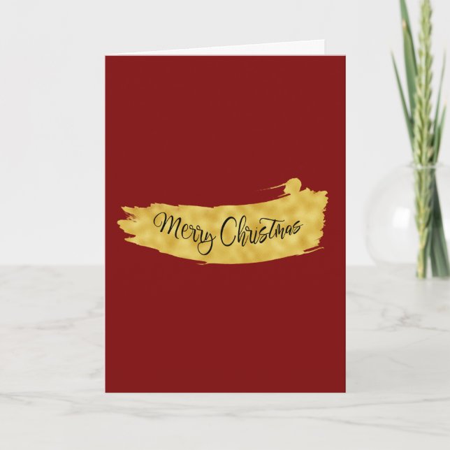 Elegante Weihnachten Gold & Red Foto Card (Vorderseite)