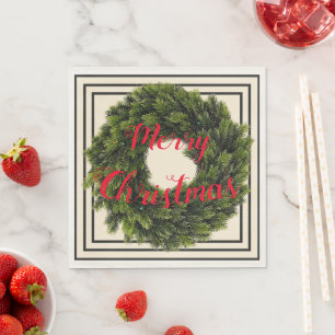Elegante Weihnachten in Creme, Schwarz & Rot Kraut Serviette