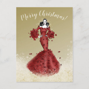 Elegante Weihnachten in Gold und Rot Postkarte