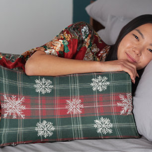 Elegante Weihnachten Kariert Rote und Grüne Schnee Lendenkissen