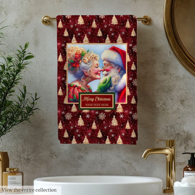 Elegante Weihnachten Mr. und Mrs. Claus Badtuch Badhandtuch Set (Elegant Christmas Mr. and Mrs. Claus Bath Towel)