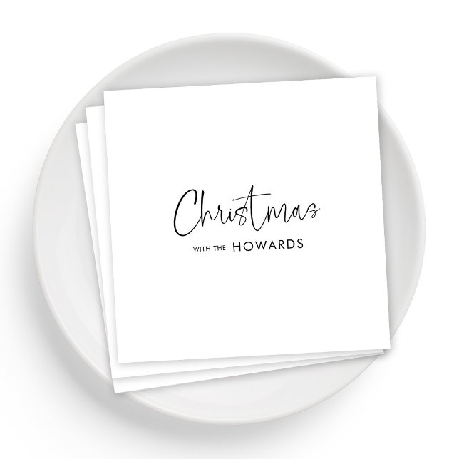 Elegante Weihnachten Napkins mit schwarzer Hand Le Serviette (Personalized Elegant Christmas Napkins with Black Hand Lettered)