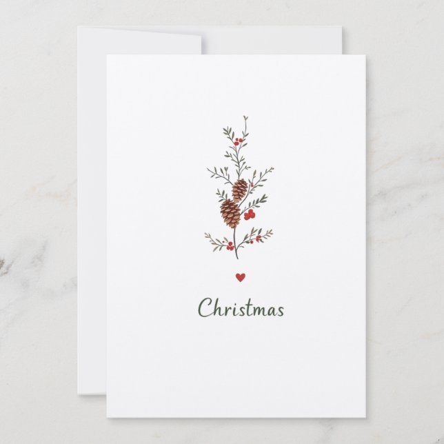 Elegante Weihnachten Pinecone & Holly Card Einladung (Vorderseite)
