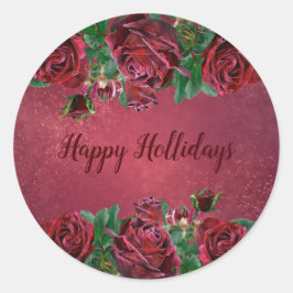 Elegante Weihnachten Rosa Blume Urlaub Runder Aufkleber