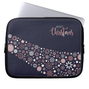 Elegante Weihnachten Rose Goldene Winterschneefloc Laptopschutzhülle