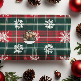 Elegante Weihnachten Rote und grüne Schneeflocken Seidenpapier