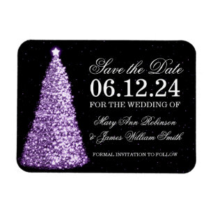 Elegante Weihnachten Save the Date Gold Lila Magnet