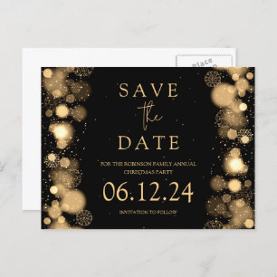 Elegante Weihnachten Save the Date Gold Winter Bla Ankündigungspostkarte