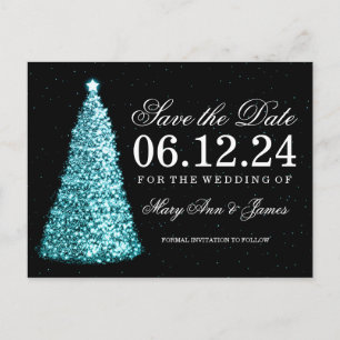Elegante Weihnachten Save the Date Türkis Ankündigungspostkarte