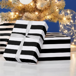 Elegante Weihnachten Schwarz-Weiß gestreift Geschenkpapier