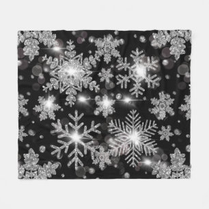 Elegante Weihnachten Schwarz-weiße Silberschneeflo Fleecedecke