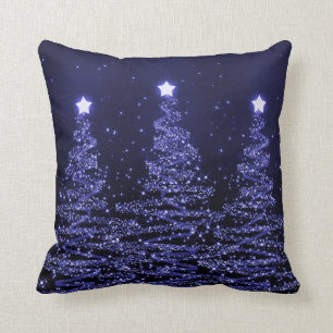 Elegante Weihnachten Sparkling Bäume Blau  Kissen