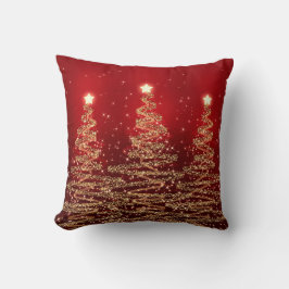 Elegante Weihnachten Sparkling Bäume Rot Kissen