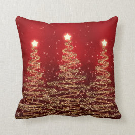 Elegante Weihnachten Sparkling Bäume Rot Kissen