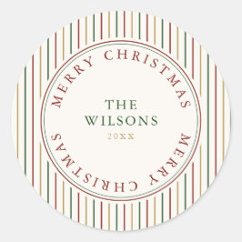 Elegante Weihnachten Vintage Streifen Runder Aufkleber