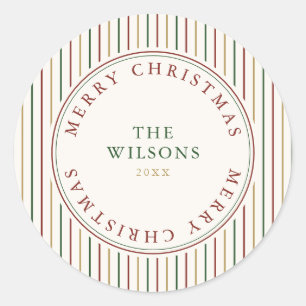 Elegante Weihnachten Vintage Streifen Runder Aufkleber